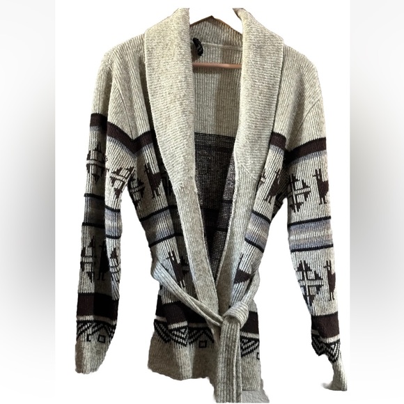 Vtg 70s Dimensions by Milford Collared Aztec Llama Long Thick Cardigan Large - Picture 3 of 13